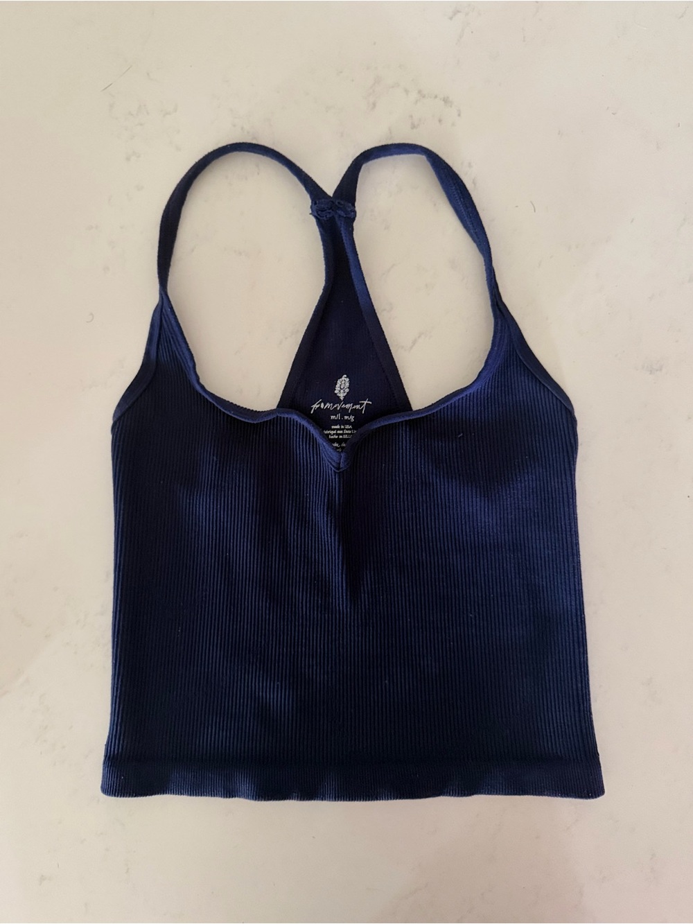 FP Movement by Free People Navy Ribbed Racerback Tank